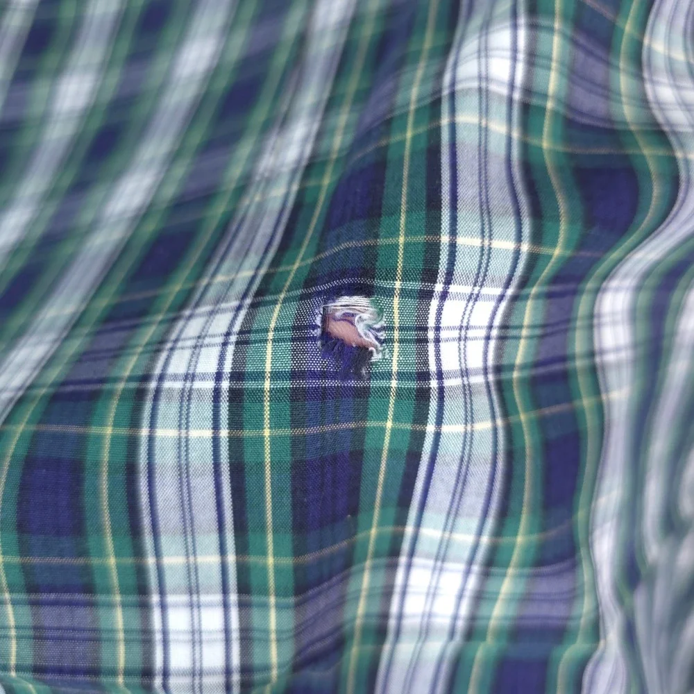 IZOD Button Down Shirt Mens 3XL Green Blue Plaid Long Sleeve Classic Fit